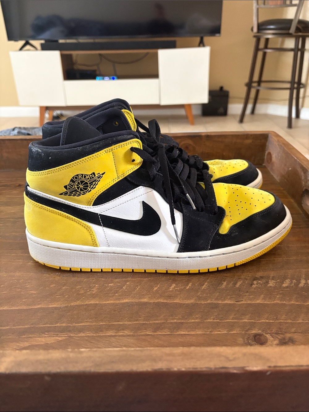 Jordan Black Yellow White High-Top Sneakers